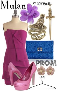 Mulan | 16 Disney-fied Prom Ensembles Disney Homecoming, Mulan Disneybound, Disney Prom Dresses, Mulan 3, Disney Prom, Disneybound Outfits, Princess Clothes, Disney Princess Outfits, Disney Themed Outfits