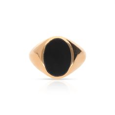 This stylish black onyx signet ring is crafted from solid brass, featuring a unique oxidation finish and a simple yet classic design. An ideal choice for those searching for an eye-catching accessory that is sure to complement any outfit! Formal Brass Signet Ring With Polished Finish, Modern Brass Signet Ring With Polished Finish, Black 14k Gold Open Signet Ring, Classic Black Onyx Signet Ring, Classic Onyx Signet Ring With Black Enamel, Classic Oval Black Enamel Signet Ring, Black Classic Open Signet Ring, Classic Black Open Signet Ring, Classic Round Signet Ring With Black Enamel