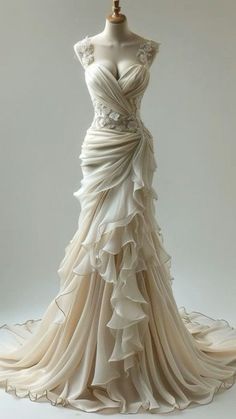 a dress on a mannequin with ruffled layers