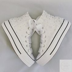 Platform Converse Wedding, Wedding Converse Bride, Pearl Converse, Wedding Sneakers For Bride, Sparkle Converse, Converse Platforms, Bride Converse, Converse Wedding, Bridal Converse