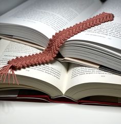 an open book with a tassel on top of it