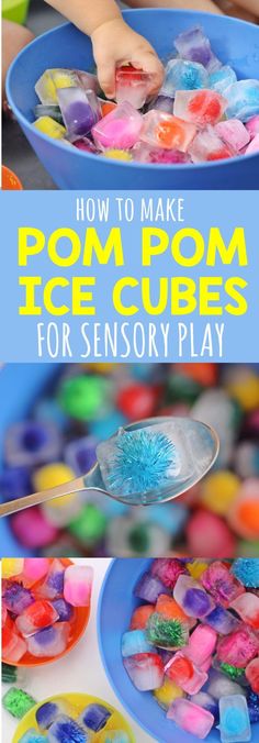 how to make pom - pom ice cubes for sensory play with kids