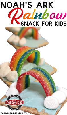 rainbow snack for kids with the title noah's ark rainbow snack for kids on it