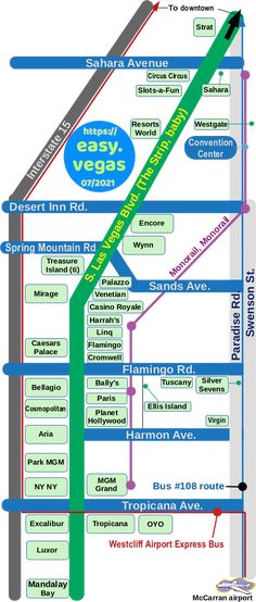 a map showing the route to las vegas and where it's located is shown