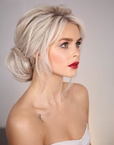 Bridal Hairstyling Gallery - Best Makeup Academy London Ibiza Mallorca | Kristina Gasperas Beauty Academy Makeup Red Lips Blonde, Red Lips Blonde Hair, Blonde Hair Red Lips, Bridal Makeup Red Lips, Bridal Makeup For Blondes, Beautiful Wedding Makeup, Red Lips Makeup Look, Bridal Hair Down, Best Wedding Makeup