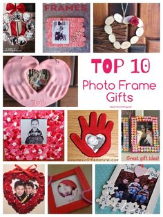 the top 10 photo frame gifts for valentine's day is featured in this collage