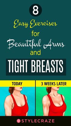 8 Easy Exercises For Beautiful Arms And Tight Breasts #health #women #womenshealth Breast Firming Exercises, Breast Lift Exercise, Health Women, Beautiful Arms, Easy Exercises, Breast Workout, Toned Arms, Breast Lift, Chest Workouts