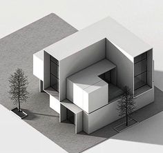 an architectural model of a house with trees in the foreground