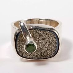 Modernist Sterling Silver Green Stone Unisex Statement Ring Artist Signed Sz 6 | eBay Modern Jewelry With Stone Setting, Contemporary Gemstone Jewelry Ring, Contemporary Gemstone Ring Jewelry, Modern Silver Multi-stone Rings, Wide Bands, Green Stone, Statement Ring, Statement Rings, Unique Pieces