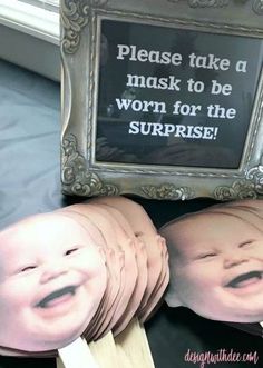 there is a sign that says please take a mask to be worn for the surprise