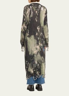 R13 Distressed Long Floral Cardigan - Bergdorf Goodman Floral Embroidered Open Front Summer Cardigan, Spring Multicolor Embroidered Long Sleeve Cardigan, Bohemian Floral Embroidered Cardigan, Designer Long Sleeve Jacquard Knit Cardigan, Luxury Bohemian Long-sleeve Cardigan, Travel Size Perfume, Floral Cardigan, Evening Flats, Cocktail Jacket