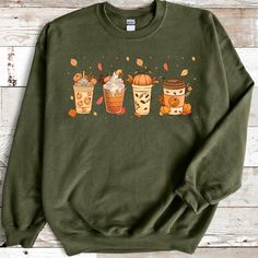 Fall Coffee Sweatshirt for Women, Vintage Thanksgiving Sweater, Fall Crewneck Pumpkin Spice Sweatshirt Introducing our cozy and stylish Fall Coffee Pumpkin Spice Sweatshirt, the ultimate must-have for the upcoming autumn season! Embrace the warmth and charm of fall while sipping your favorite pumpkin spice latte in this delightful sweatshirt. Design: Our sweatshirt features a rich, earthy color palette inspired by the changing leaves of fall. The base color is a warm, inviting shade of pumpkin o Coffee Color Crew Neck Top, Relaxed Fit Coffee Color Tops For Fall, Coffee Colored Tops With Letter Print For Fall, Coffee Letter Print Tops For Fall, Coffee Crew Neck Top For Loungewear, Coffee Color Cotton Sweatshirt For Fall, Casual Coffee Sweatshirt For Fall, Coffee Cotton Sweatshirt For Fall, Fall Cotton Coffee Sweatshirt