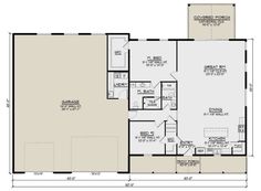 the floor plan for a house with two bedroom and an attached garage, as well as a