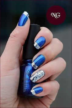 Christmas Manicures, Coffin Design, Nails Grunge, Getting Ready For Christmas, Blue Glitter Nails, Nails Silver, Nagel Tips