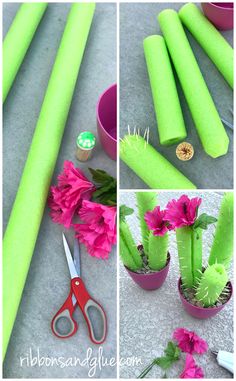 this is an image of how to make pool noodle cactuses