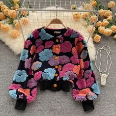 Shipping: Worldwide Express Shipping AvailableDelivery time: 7-15Days Fast ShippingReturns: Fast refund, 100% Money Back Guarantee. Cropped Fur Jacket, Fur Jacket Women, Teddy Fresh, Flower Cardigan, Ladies Short Jackets, Short Cardigan, Floral Cardigan, Thick Sweaters, Grey Background