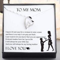 Heart Necklace - To My Mom - I Know It's Not Easy - Gnr19012 Mother's Day Gift Heart Cut Jewelry, Mother's Day Heart Cut Jewelry Gift, Heart Necklace With Birthstone For Mother's Day Birthday Gift, Heart Shaped Necklace With Gift Box For Valentine's Day, Valentine's Day Heart Necklace With Gift Box, Heart Shaped Necklace For Valentine's Day With Gift Box, Mother's Day Heart-shaped Necklace With Gift Box, Meaningful Necklace For Mother's Day With Gift Box, Certified Heart-shaped Necklace For Birthday Gift