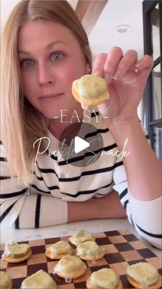 a woman sitting at a table with pastries in front of her and the words easy pastry