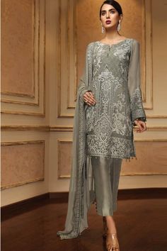 Embroidered Chiffon Front Embroidered Chiffon Side Panels Embroidered Chiffon Back Embroidered Chiffon Sleeves Embroidered Chiffon Dupatta Embroidered Sleeves Border Embroidered Front & Back Borders Dyed Trouser#jazminchiffonoriginal #dresses #chiffoncollection #Womensfashion #designersuits #chiffonsuits #UK #unstitchedfabrics #pakistanifashion #salwarkameez #eidcollection2019 #unstitchedchiffon #embroideredcollection Suits Indian, Designer Store, Asian Designers, Asian Wedding Dress, Chiffon Sleeves, Pakistani Designer Suits, Chiffon Collection, Embroidered Chiffon, Embroidered Sleeves