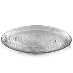 an empty glass plate on a white background