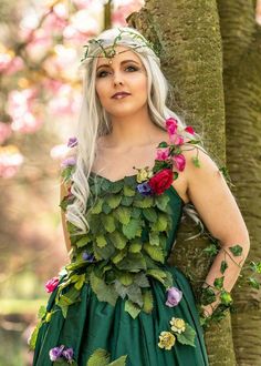 Gaia Costume, Flower Costume Diy Women, Mother Nature Costume Diy, Mother Nature Costume, Garden Fairy Costume, Fairy Costume Women, Pixie Costume