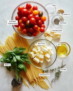 the ingredients to make this dish include tomatoes, cheese and basil on top of pasta