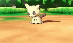 an animated image of a pikachu standing in the middle of a dirt field