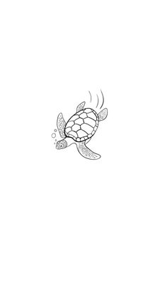 a black and white drawing of a sea turtle