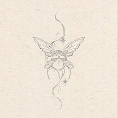 a drawing of a butterfly with stars on its wings