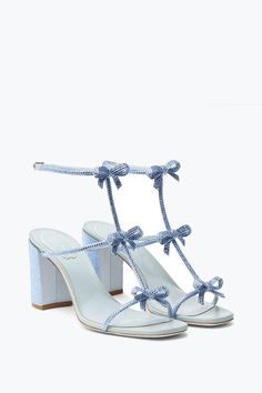 Caterina Crystal Powder Blue Sandal 80 Mode Zara, Rene Caovilla, Girly Shoes, Shoe Inspo, Blue Heels, Aesthetic Shoes, Swag Shoes, Blue Sandals, Pretty Shoes