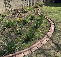 a brick garden edging in front of a house