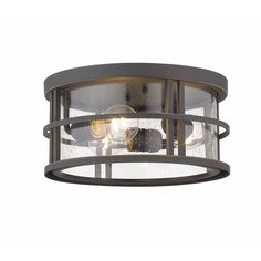 an outdoor light fixture with two lights on the side and one light on the inside