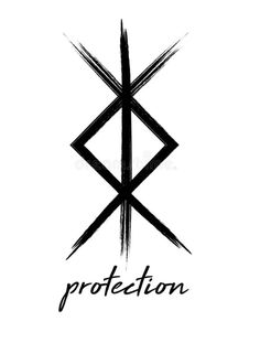 the word protection written in black ink on a white background with an abstract design royalty illustration