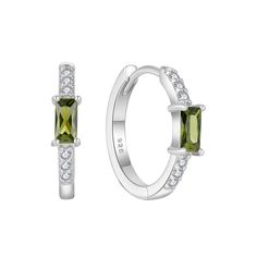 PRICES MAY VARY. Peridot Hoop Earrings: Lusciously feminine, any women will glow with joy with these charming sterling silver birthstone huggie hoop earrings upon her ears. A delicately, glowing simulated peridot is set into the sparkling huggie hoop. Stunning option for August birthday High Quality: The huggie hoop earrings is made of 925 sterling silver with 18k white gold plated and 5A cubic zirconia, created peridot. Hypoallergenic, nickel free, lead free Suitable Size: 15.5 mm / 0.61 inch. Baguette Hoop Earrings, January Birthstone Jewelry, August Birthday, Delicate Jewelry, Huggie Hoop Earrings, Jewelry Earrings Hoops, Huggies Earrings, Birthstone Jewelry, Sterling Earrings