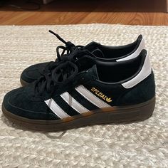 Reposhing This Item I Purchased From @Hailljohn. In Exactly The Same Condition As I Have Not Worn Them! I Have Another Pair And Willing To Let These Ones Go Size 4.5 M But Fit A Tts 6.5 W Adidas Handball Spezial, Adidas Handball, Shoes Adidas, Black Adidas, Adidas Shoes, Adidas Women, Womens Shoes Sneakers, Gum, Shoes Sneakers