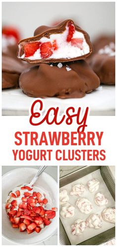 easy strawberry yogurt clusters are the perfect dessert to make for kids and adults