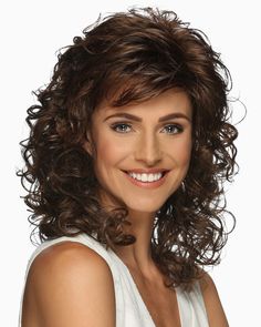 Jessica Synthetic Wig by Estetica - Best Wig Outlet Wilshire Wigs, Shoulder Length Layered, Wig Outlet, Best Wig Outlet, Spiral Curls, Medium Curly Hair Styles, Best Wigs, Curly Hair With Bangs, Short Curly Hair