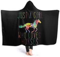 The fleece blanket features a lightweight, pill-free microfiber fleece that is not only supremely soft, but warm and cozy. Quilt Poncho, Girlfriend Clothes, Comfy Blankets, Hooded Robe, Horse Pattern, Horse Blankets, Wearable Blanket, Blanket Throw, Hooded Blanket