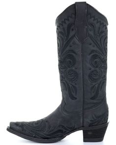 Circle G Women's Black Filigree Western Boots - Snip Toe, Black Cowgirl Boots Black, Cow Girl Boots, Devil Costume, Girl Boots, Black Cow, Cow Girl, Goodyear Welt, The Circle, Girls Boots