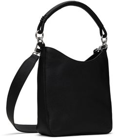 Pebble-grained leather shoulder bag in black. · Hand-wrapped shoulder strap · Detachable crossbody strap · Silver-tone logo hardware at back face · Open throat · Zip pocket at interior · Faille lining · Logo-engraved silver-tone hardware · H10.5 x W9.5 x D3 Supplier color: Black Modern Pebbled Leather Hobo Bag, Black Staud Leather Shoulder Bag, Modern Staud Satchel Shoulder Bag, Modern Staud Satchel Bag, Modern Staud Bags For Formal Occasions, Modern Staud Bag For Formal Occasions, Staud Modern Formal Bag, Elegant Black Staud Bags, Modern Staud Formal Bags