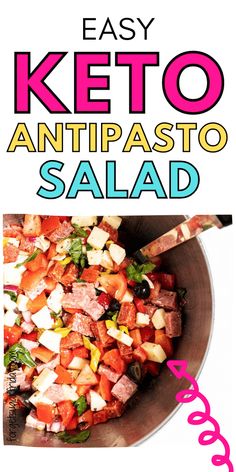 the cover of easy keto antipasto salad