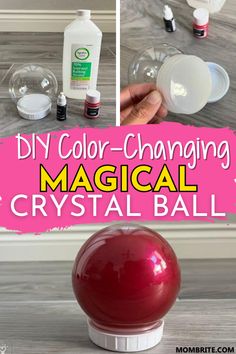 the diy color changing crystal ball is being used to make it look like it has been