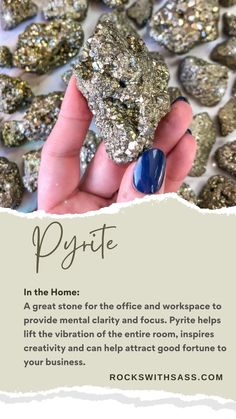 PYRITE KEYWORDS: DETOX, ENERGY, SELF-WORTH Pyrite helps to alleviate tiredness and fatigue. As it increases the oxygen supply to the blood, and invigorates the circulatory system you will feel increased energy levels- by boosting your willpower and motivations you are sure to finish tasks that have been hanging around for awhile. On an emotional level, this is a stone that will help you overcome feelings of inadequacy and live your life to its full potential. Click the link for more! Crystal Grimoire, Feelings Of Inadequacy, The Circulatory System, Increased Energy, Witchy Stuff, Circulatory System, Energy Stones, Green Witch