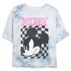 Who knew that dressing "mousey" could be so cute!? Celebrate Walt Disney's most iconic character with this officially licensed Disney Mickey & Friends Angry Checker Logo Juniors' Graphic Mineral Wash Crop T-Shirt. This classic juniors' tee features Mickey Mouse with an angry expression on his face, a checkered background and his name written above him. Add this retro Disney tee to your collection for the perfect style for your next trip to Disneyland! Disney Dads, Cute Disney Shirts, Angry Expression, Checkered Background, Trip To Disneyland, Disney Tee, Retro Disney, Goofy Movie, Sewing School