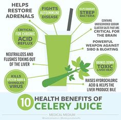 the health benefits of celery juice are shown in this poster, with information about it