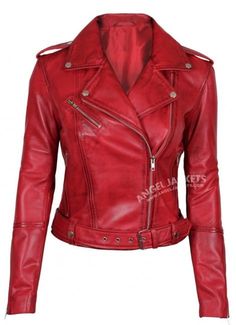 Red Leather Moto Jacket, Red Jacket Leather, Fitted Biker Jacket, Leather Jackets Online, Womens Biker Jacket, Party Kleidung, Lambskin Leather Jacket, Real Leather Jacket, Biker Leather