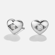 18k White Gold/ White Luxury Earrings For Valentine's Day, Luxury Heart-shaped Diamond Earrings, Luxury Silver Heart Cut Earrings, Luxury Double Heart Earrings For Valentine's Day, Luxury Heart-shaped Earrings For Gifts, Luxury Double Heart Earrings, Luxury Heart-shaped Earrings As Gift, Diamond Earrings With Polished Finish For Anniversary, White Gold Heart Cut Pierced Earrings