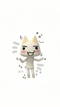 a white cat with stars on it's head and eyes, standing in front of a