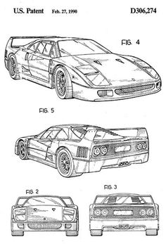 a blueprint drawing of a sports car from the late 1960s or early 1970s century