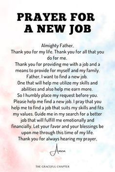 a prayer for a new job with the words, thank you for my father and his family